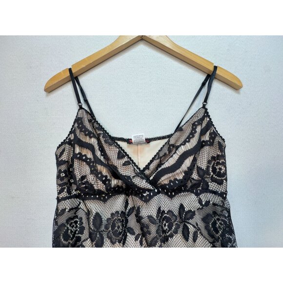 First Kiss Womens Bodycon Slip Dress Size L Black Floral Lace Sleeveless Y2K - Picture 4 of 14